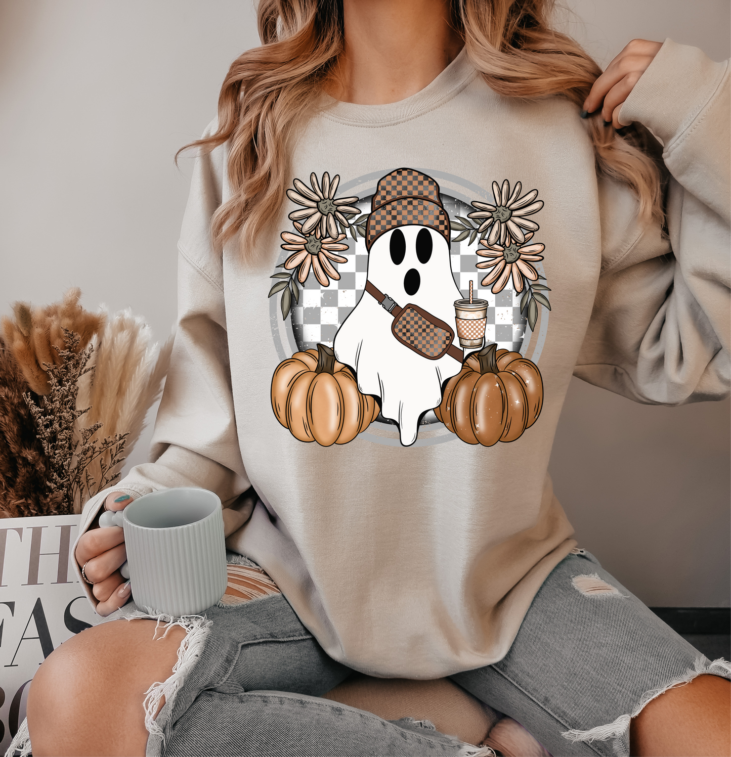 Fall Ghost Pumpkins crossbody Halloween coffee DTF TRANSFER PRINT TO ORDER 668