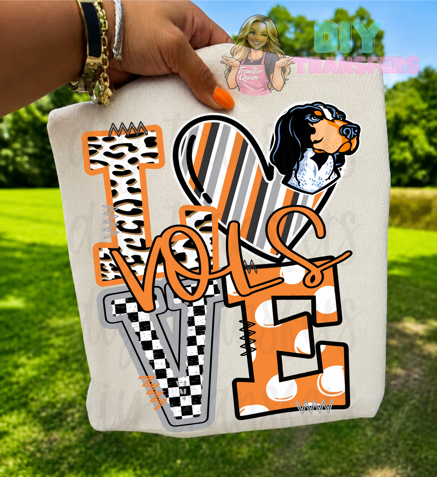 RTS LOVE VOLS ORANGE BLACK DTF DIRECT TO FILM transfers ADULT 10X11.5