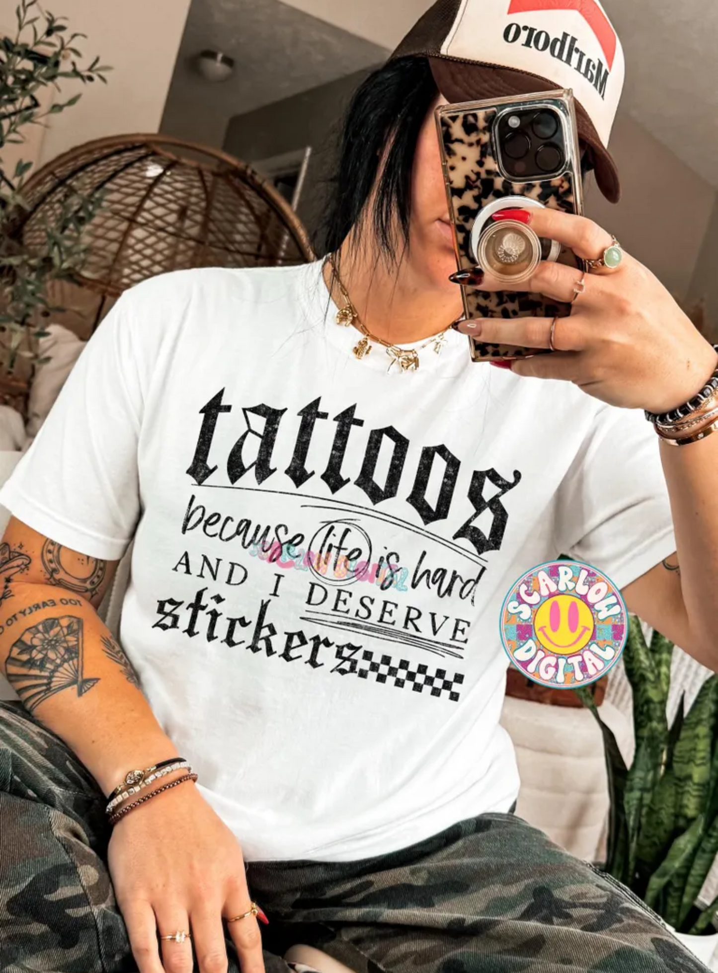 RTS TATTOOS BECAUSE LIFE IS HARD AND I DESERVE STICKERS DTF DIRECT TO FILM transfers ADULT 10X11.5
