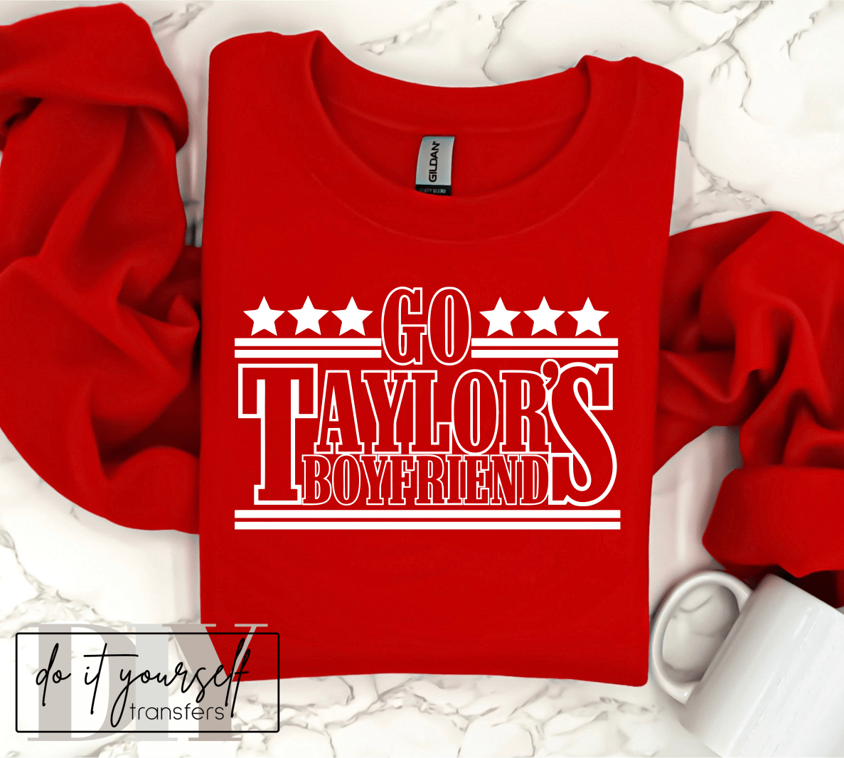 GO TAYLOR'S BOYFRIEND SINGLE COLOR WHITE size ADULT DTF TRANSFERPRINT TO ORDER - Do it yourself Transfers