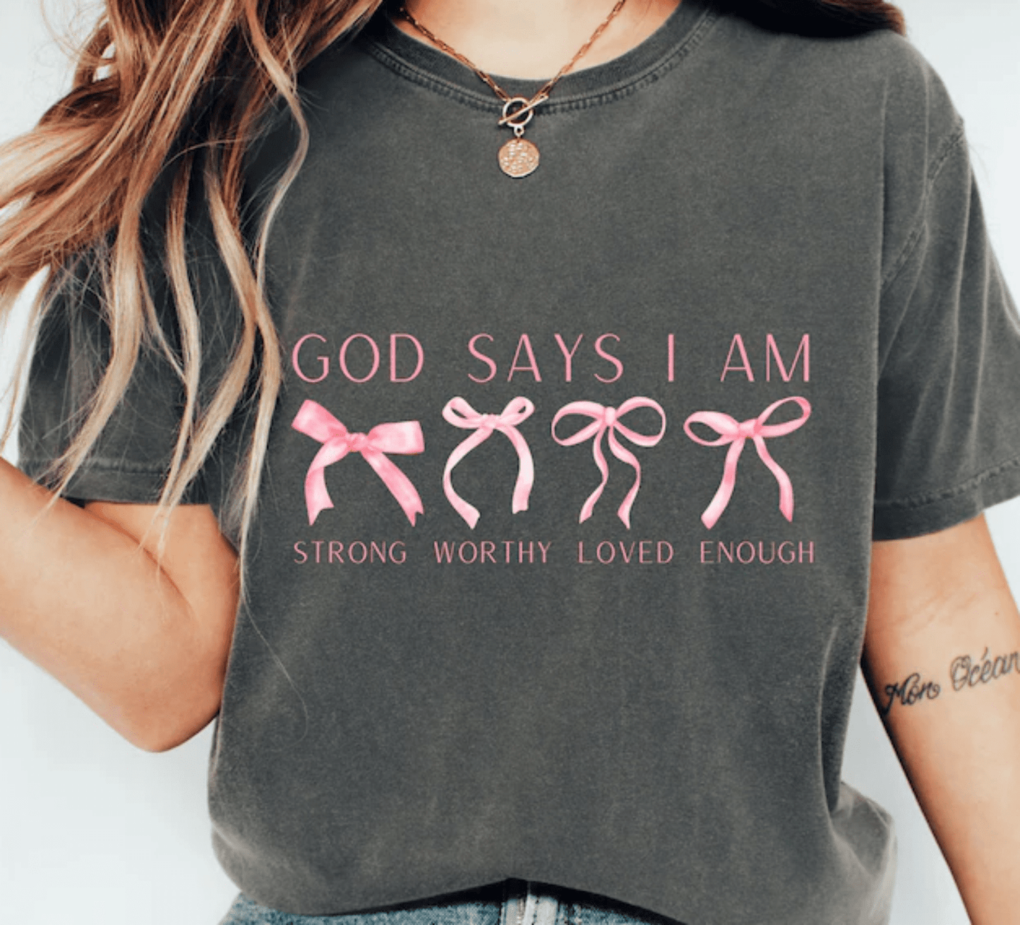 GOD say I am pink ribbons DTF size ADULT DTF TRANSFER PRINT TO ORDER - Do it yourself Transfers