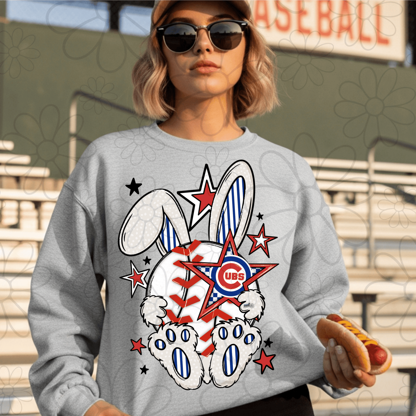 RTS CHICAGO CUBS EASTER BUNNY BASEBALL DTF DIRECT TO FILM transfers ADULT 10X11.5 - Do it yourself Transfers