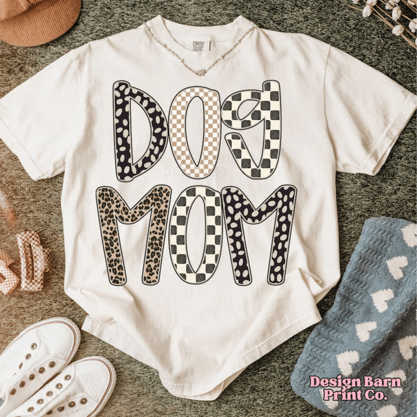 RTS DOG MOM POLKA DOT CHECKER LEOPARD DTF DIRECT TO FILM transfers ADULT 10X11.5 - Do it yourself Transfers