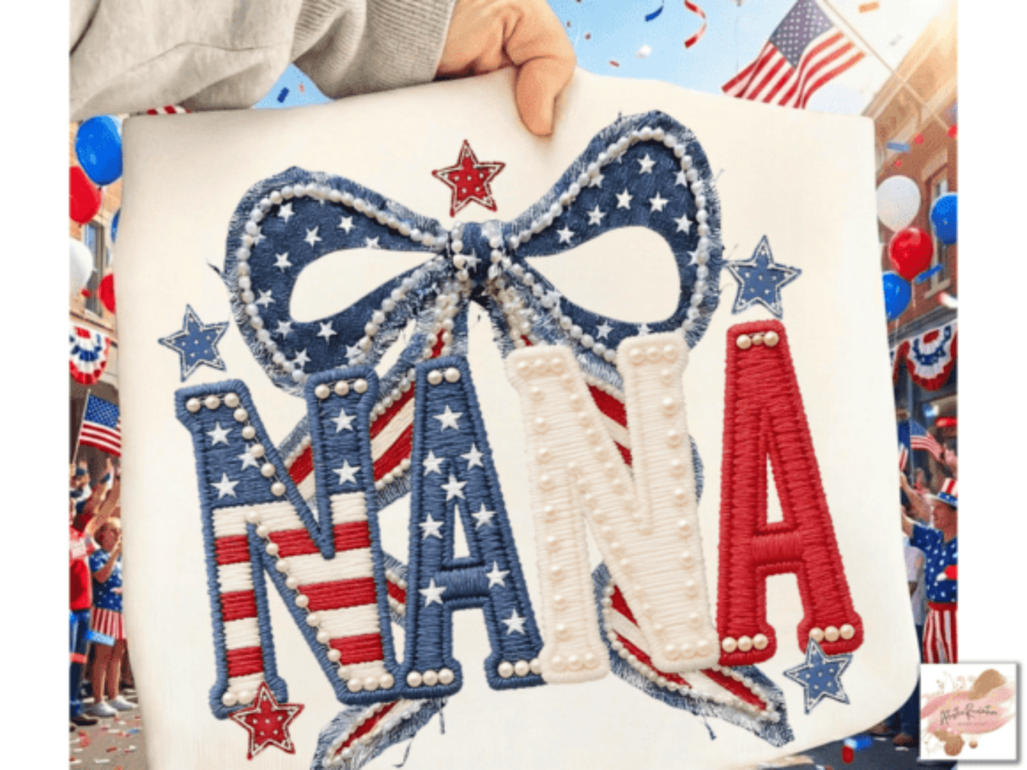 RTS NANA BOW JULY 4TH DTF DIRECT TO FILM transfers ADULT 10X11.5 - Do it yourself Transfers