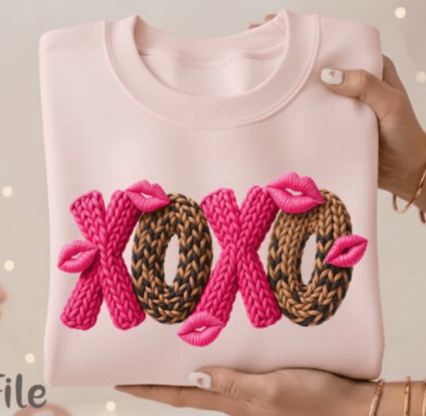 RTS XOXO PINK YARN LIPS VALENTINE DTF DIRECT TO FILM transfers ADULT 9X11.5 - Do it yourself Transfers