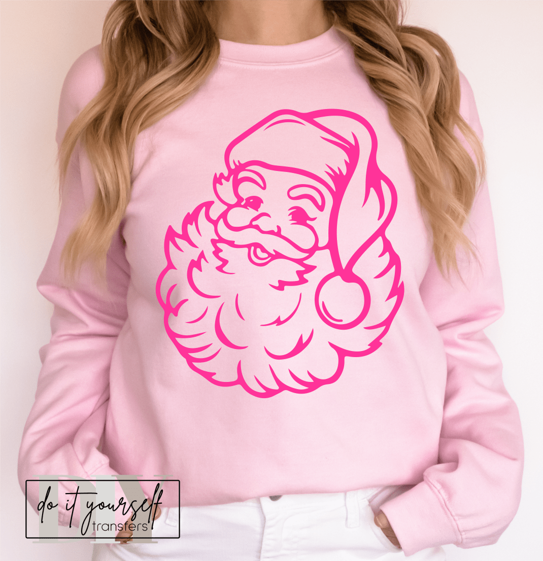SANTA CLAUS SINGLE COLOR PINK FOAM size ADULT DTF TRANSFERPRINT TO ORDER - Do it yourself Transfers