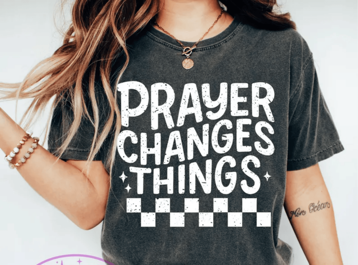 TRANSFER TUESDAY JULY 2ND Prayer changes things SINGLE COLOR WHITE Screen Print transfers size ADULT 9x12 - Do it yourself Transfers