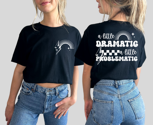 A little dramatic little problematic rainbow SINGLE COLOR WHITE  size ADULT FRONT  BACK  DTF TRANSFERPRINT TO ORDER