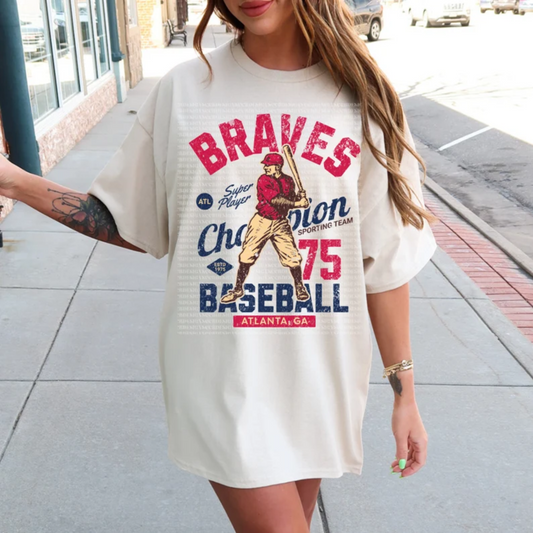 RTS BRAVES CHAMPION BASEBALL DTF DIRECT TO FILM transfers size ADULT 10x12