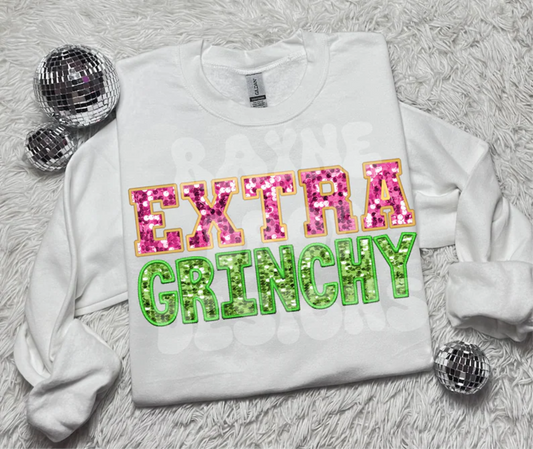 EXTRA GRINCHY pink green Christmas  ADULT  DTF TRANSFERPRINT TO ORDER