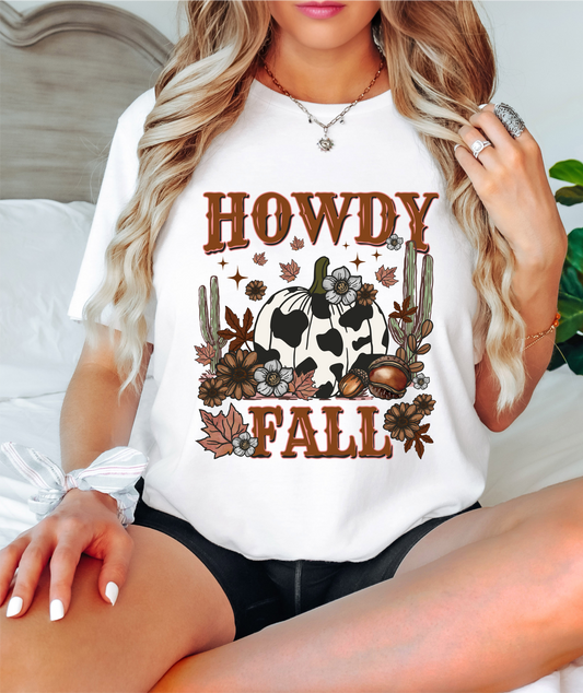 Howdy Fall Cow print pumpkin cactus  ADULT  DTF TRANSFERPRINT TO ORDER