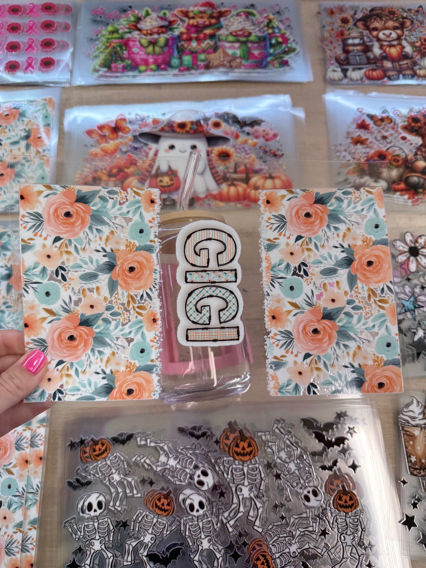 RTS GIGI PLASTEL FLOWERS CUP WRAP UV DTF 16OZ