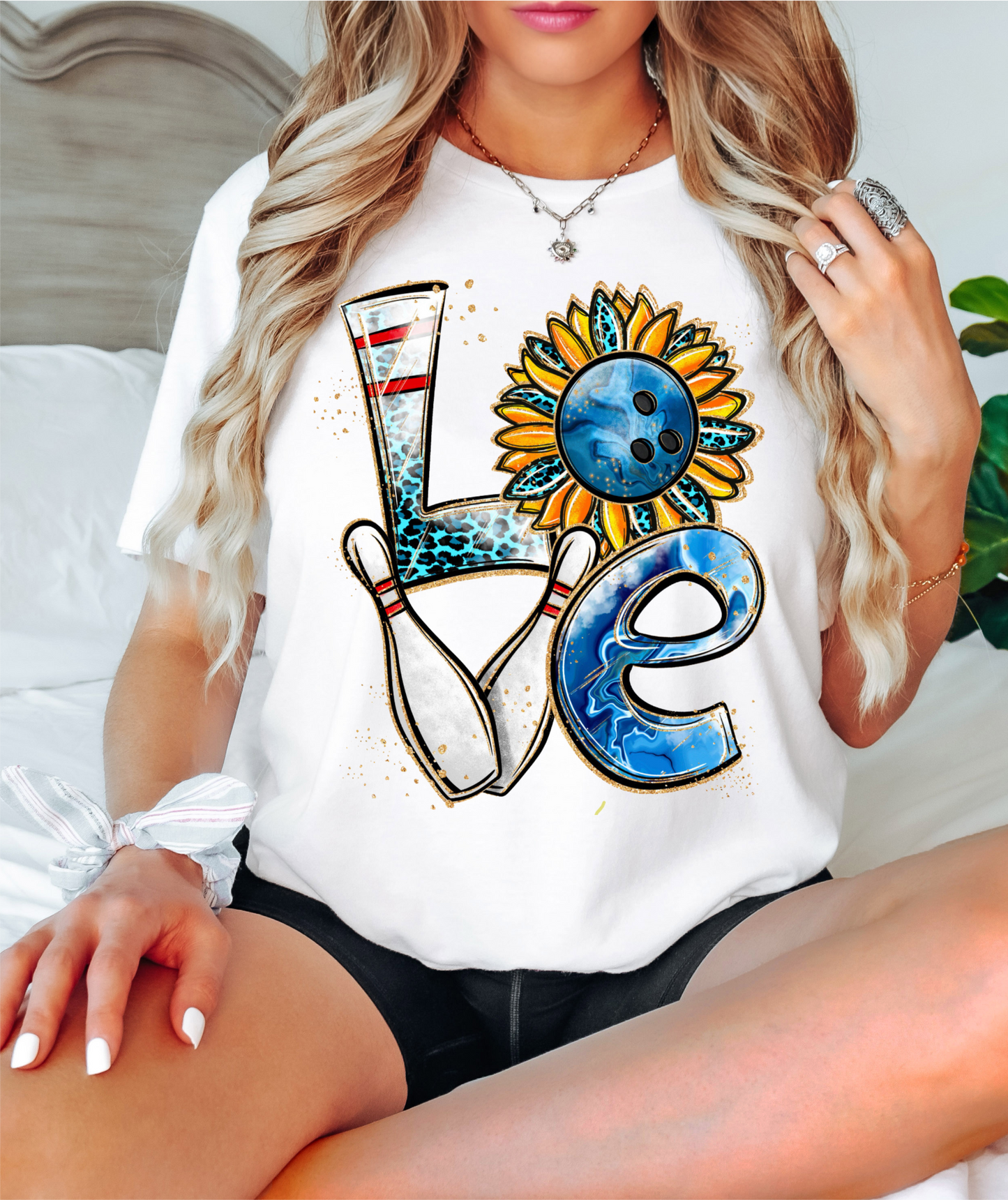 RTS LOVE Bowling blue yellow sunflower MATTE BREATHABLE CLEAR FILM SCREEN PRINT TRANSFER ADULT 10X12