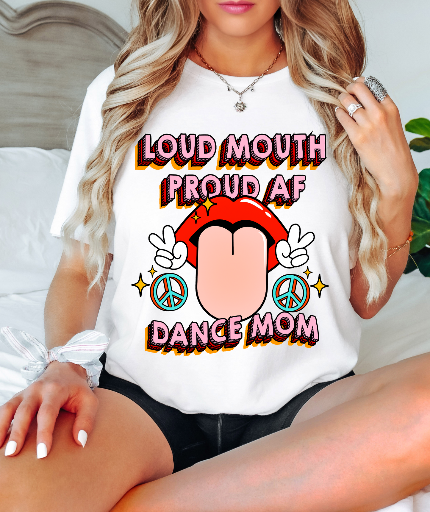 RTS Loud Mouth proud AF Dance Mom tongue peace sign CLEAR FILM SCREEN PRINT TRANSFER ADULT 11.5x13.5