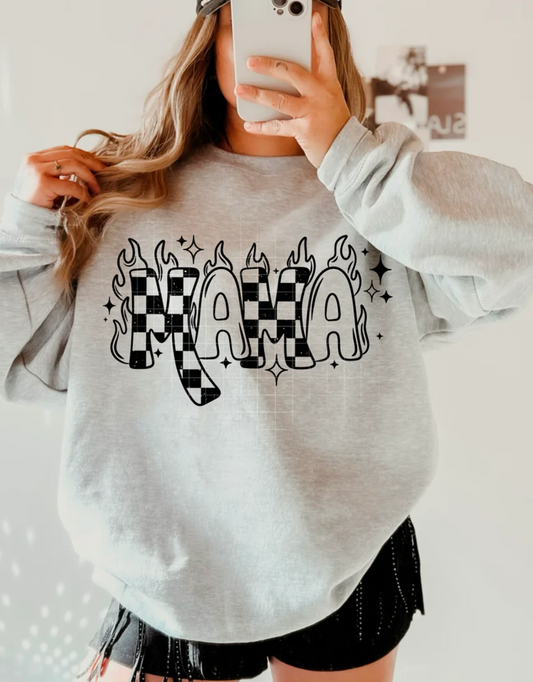 MAMA FLAME CHECKER SINGLE COLOR BLACK DTF TRANSFER PRINT TO ORDER 720