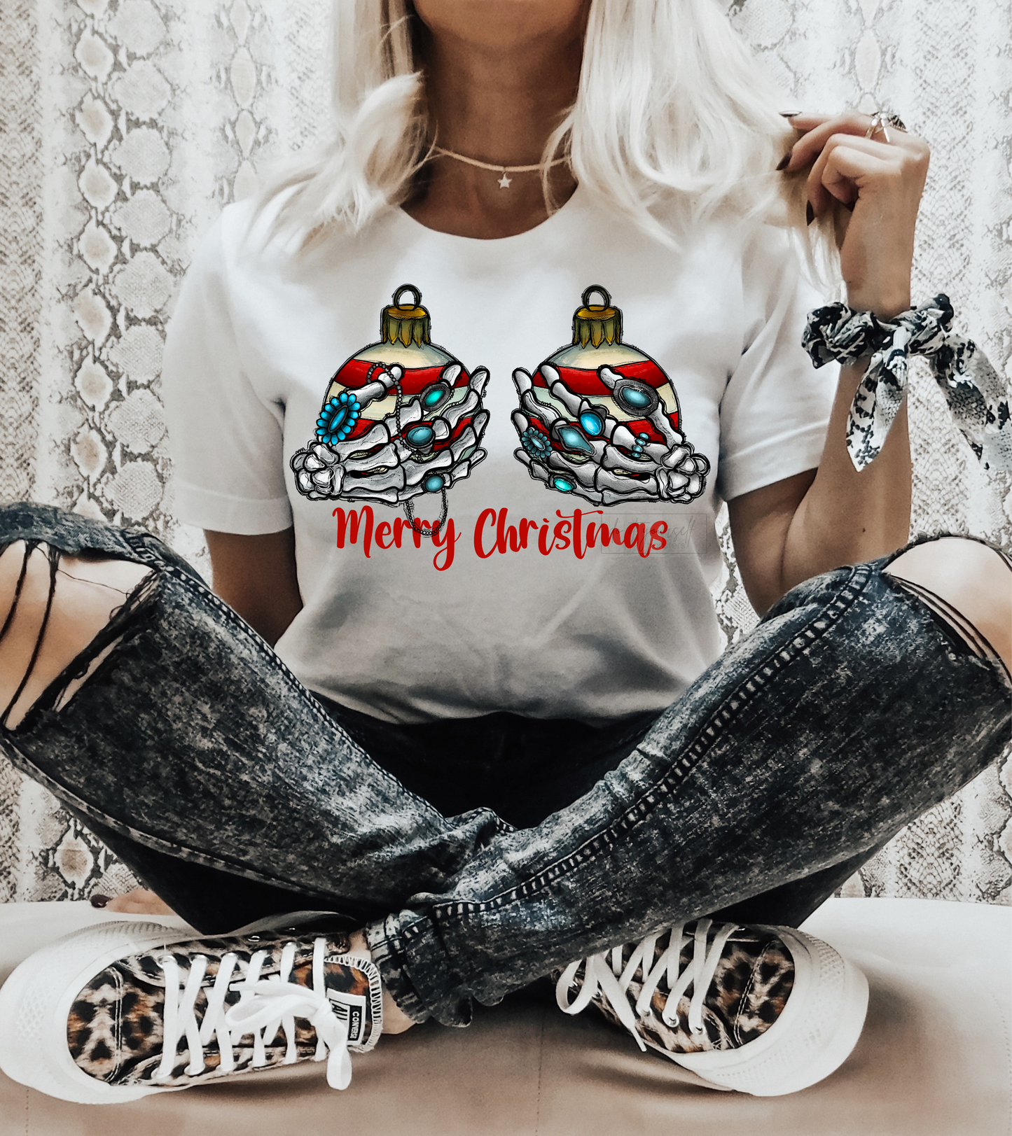 RTS Merry Christmas Skeleton Hand jewel MATTE BREATHABLE CLEAR FILM SCREEN PRINT TRANSFER ADULT 9X12