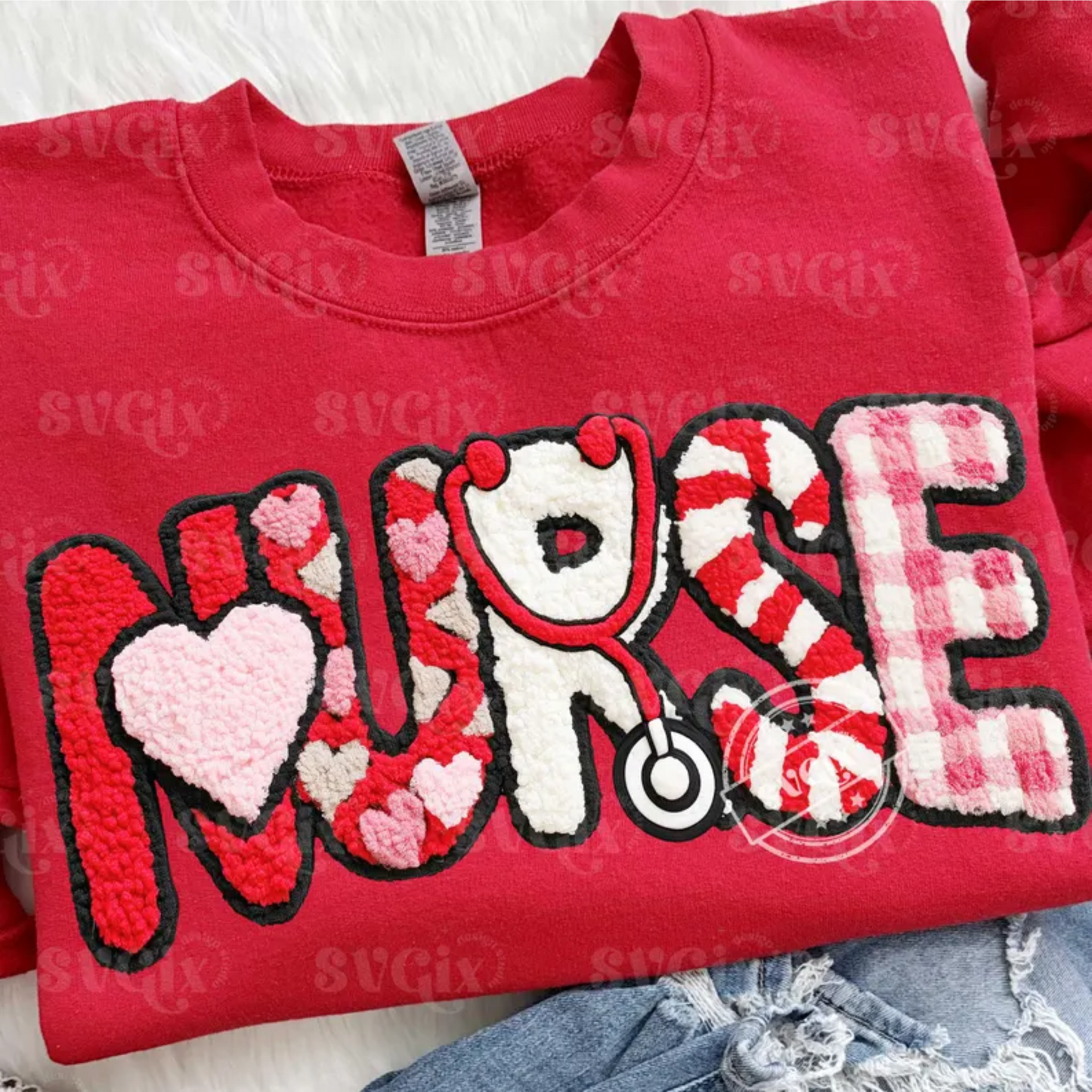 RTS NURSE VALENTINE YARN DTF DIRECT TO FILM transfers ADULT 9X12