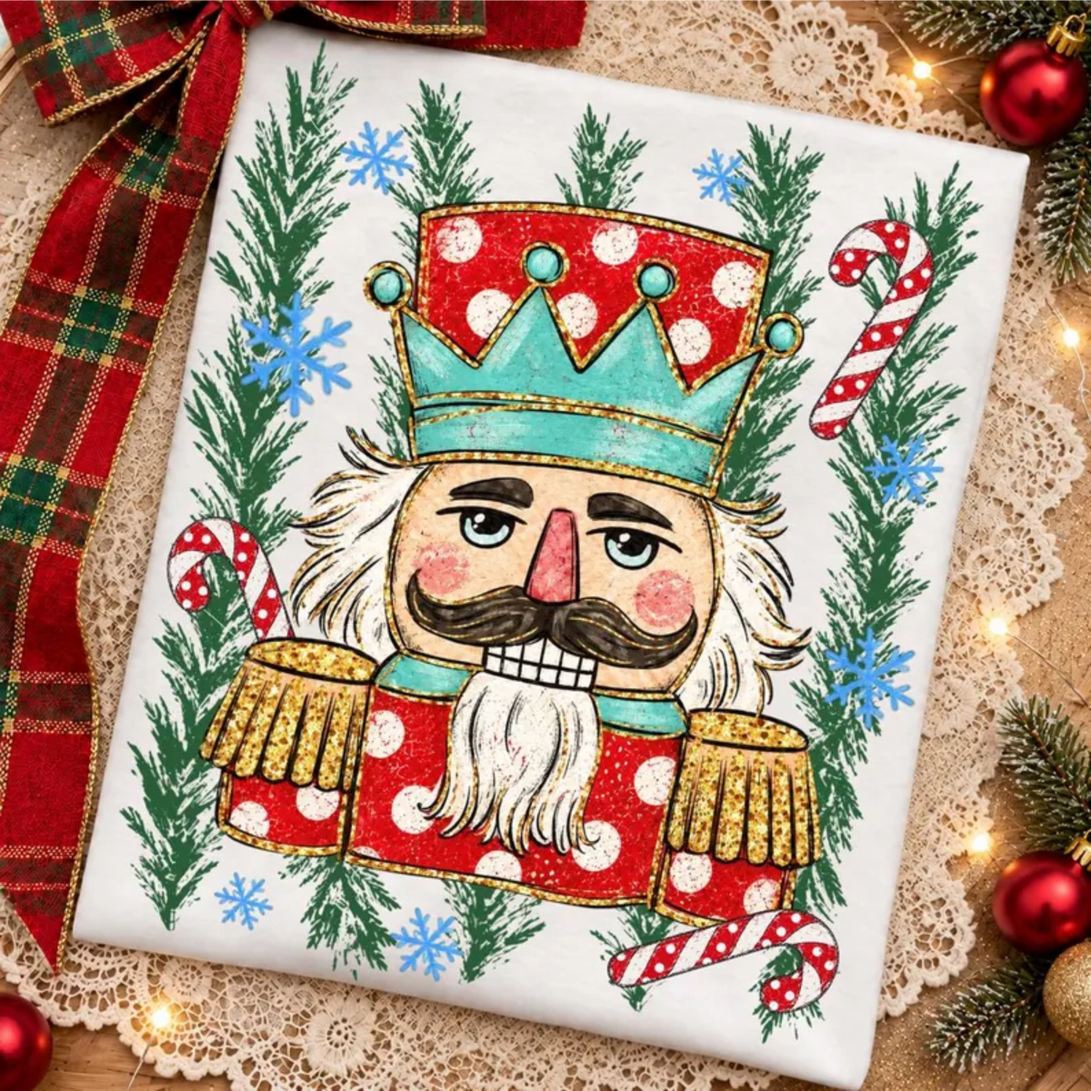 RTS NUTCRACKER CANDY CANES CHRISTMAS DTF DIRECT TO FILM transfers ADULT 10.5X11.5