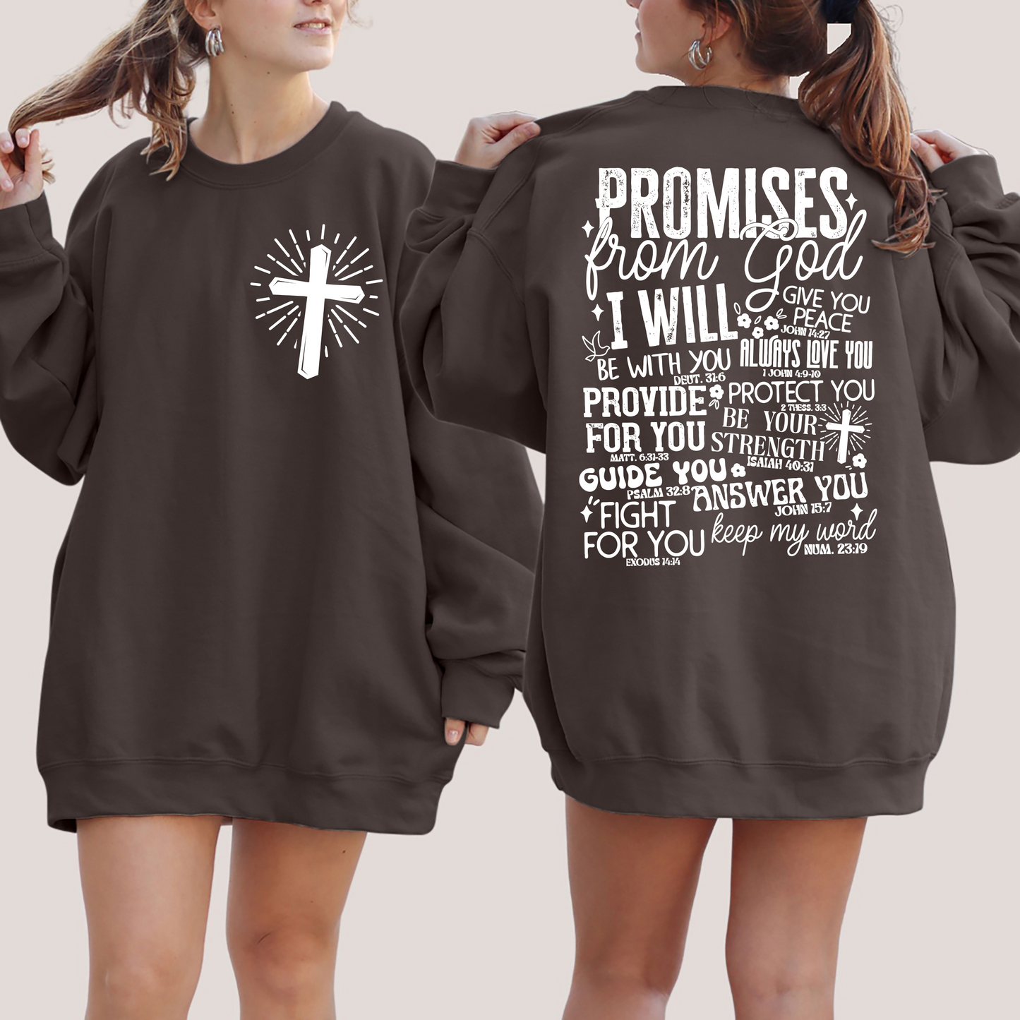 RTS Promises from GOD Cross SINGLE COLOR WHITE Screen Print transfers size ADULT FRONT 4X5 BACK 10X12