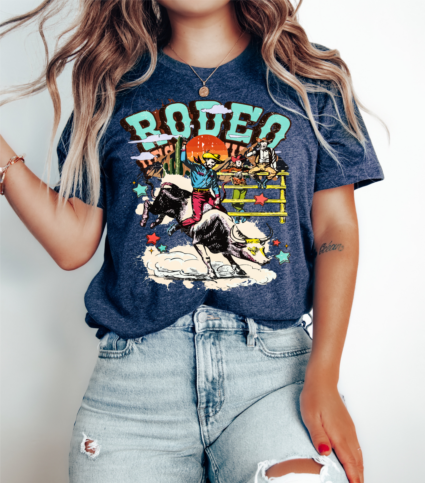 RODEO cowboy sunset fence fans bull boho western  ADULT  DTF TRANSFERPRINT TO ORDER