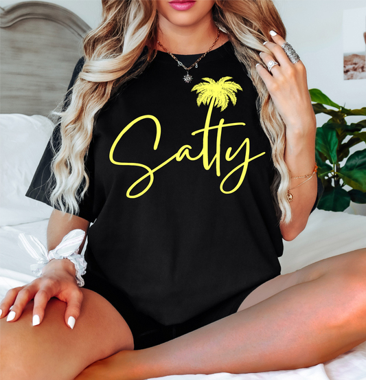 SALTY palm tree SINGLE COLOR NEON YELLOW  size ADULT  DTF TRANSFERPRINT TO ORDER