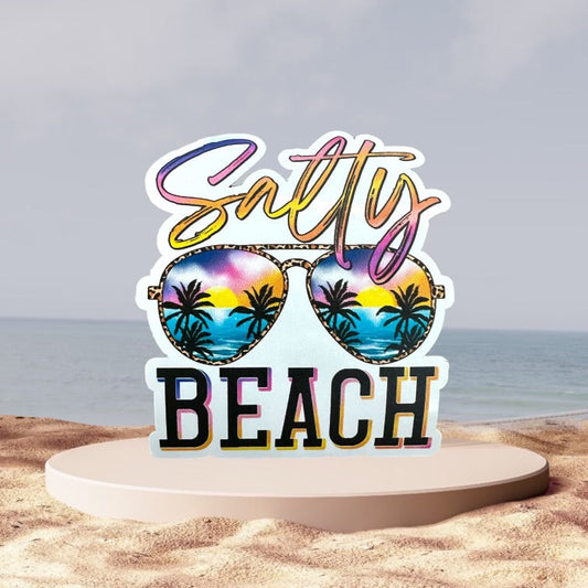 RTS Salty Beach Sunglasses Summer palm trees STICKER 3X3.5