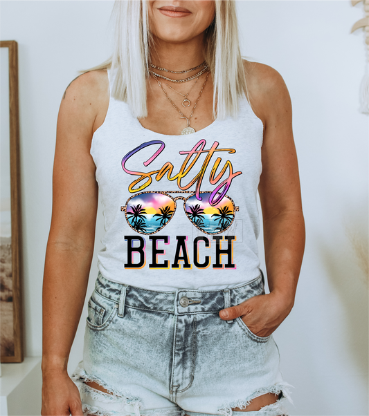 RTS Salty Beach Sunglasses Summer palm trees DTF DIRECT TO FILM transfers size ADULT 10X12