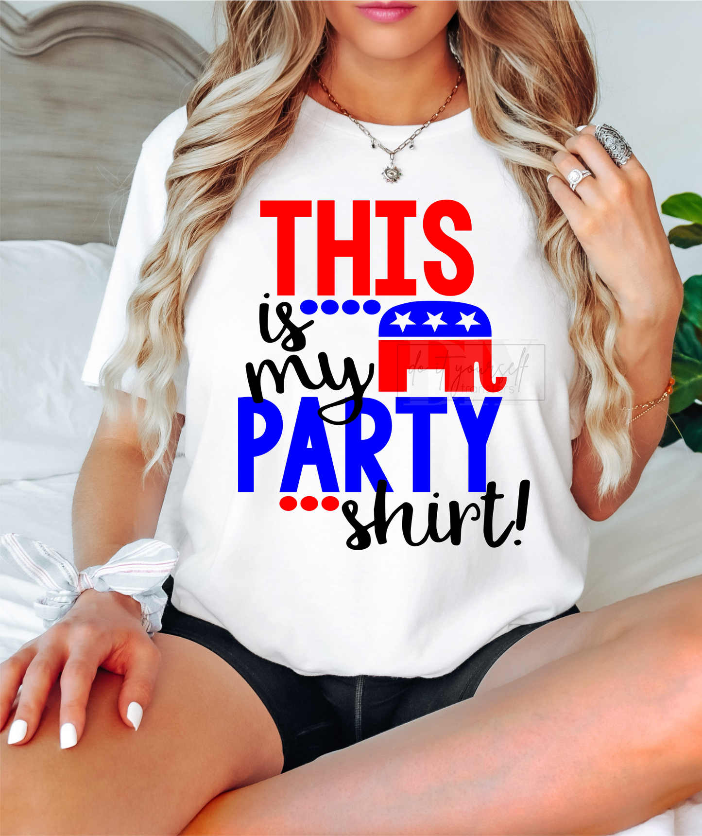 This is my Party Shirt! red white blue REPUBLICAN Vote  ADULT  DTF TRANSFERPRINT TO ORDER