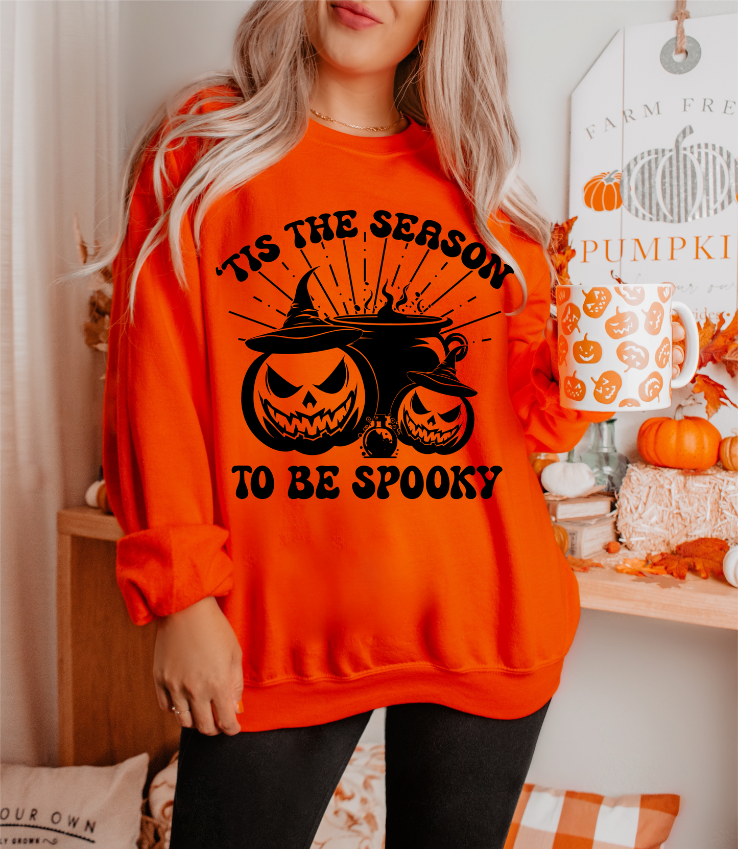 Tis the season to be spooky pumpkins SINGLE COLOR BLACK  size ADULT  DTF TRANSFERPRINT TO ORDER