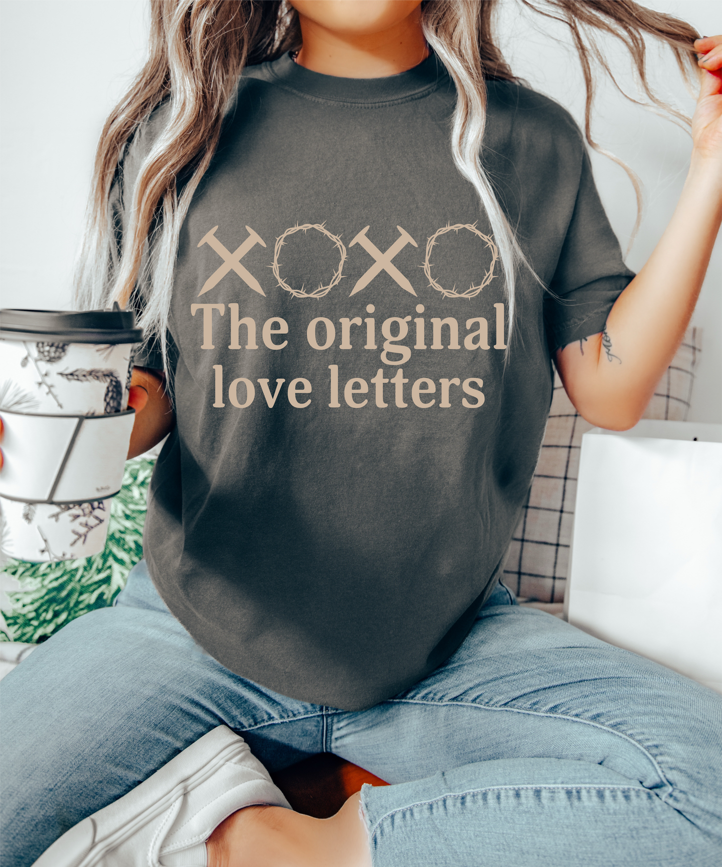 RTS XOXO The original letters JESUS SINGLE COLOR TAN MATTE DTF DIRECT TO FILM transfers size ADULT 9X12