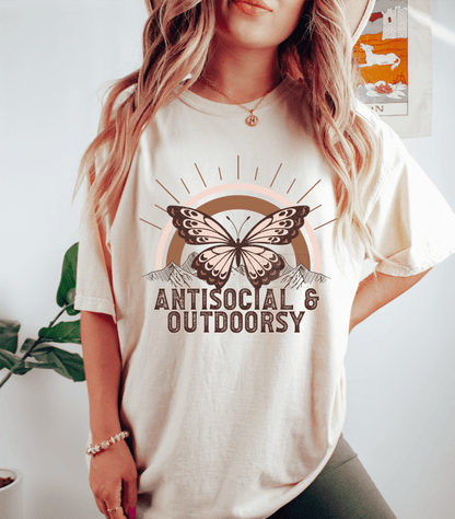 Antisocial & outdoorsy butterfly size ADULT DTF TRANSFERPRINT TO ORDER - Do it yourself Transfers