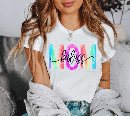 Badass mom multi color DTF size ADULT .2 DTF TRANSFERPRINT TO ORDER - Do it yourself Transfers