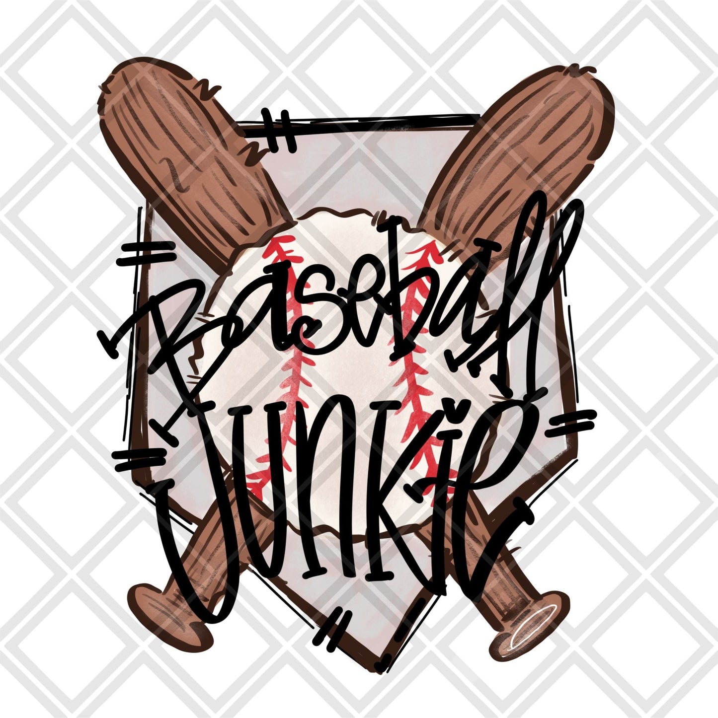 BASEBALL JUNKIE WOODBATS DTF TRANSFERPRINT TO ORDER - Do it yourself Transfers