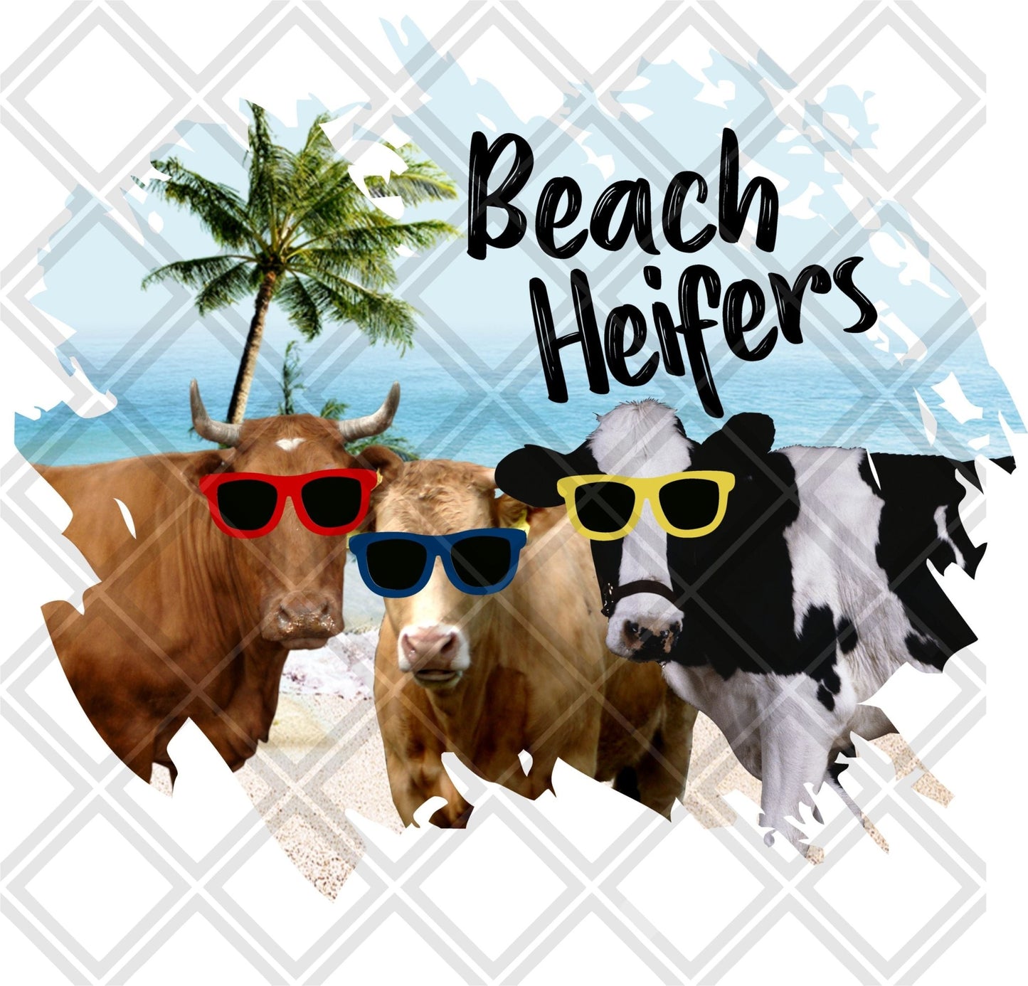 Beach Heifers cow Digital Download Instand Download - Do it yourself Transfers