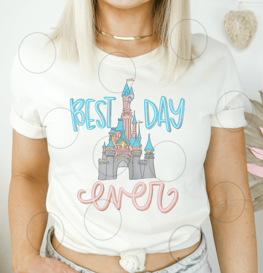 BEST DAY EVER CASTLE pink blue ADULT DTF TRANSFERPRINT TO ORDER - Do it yourself Transfers