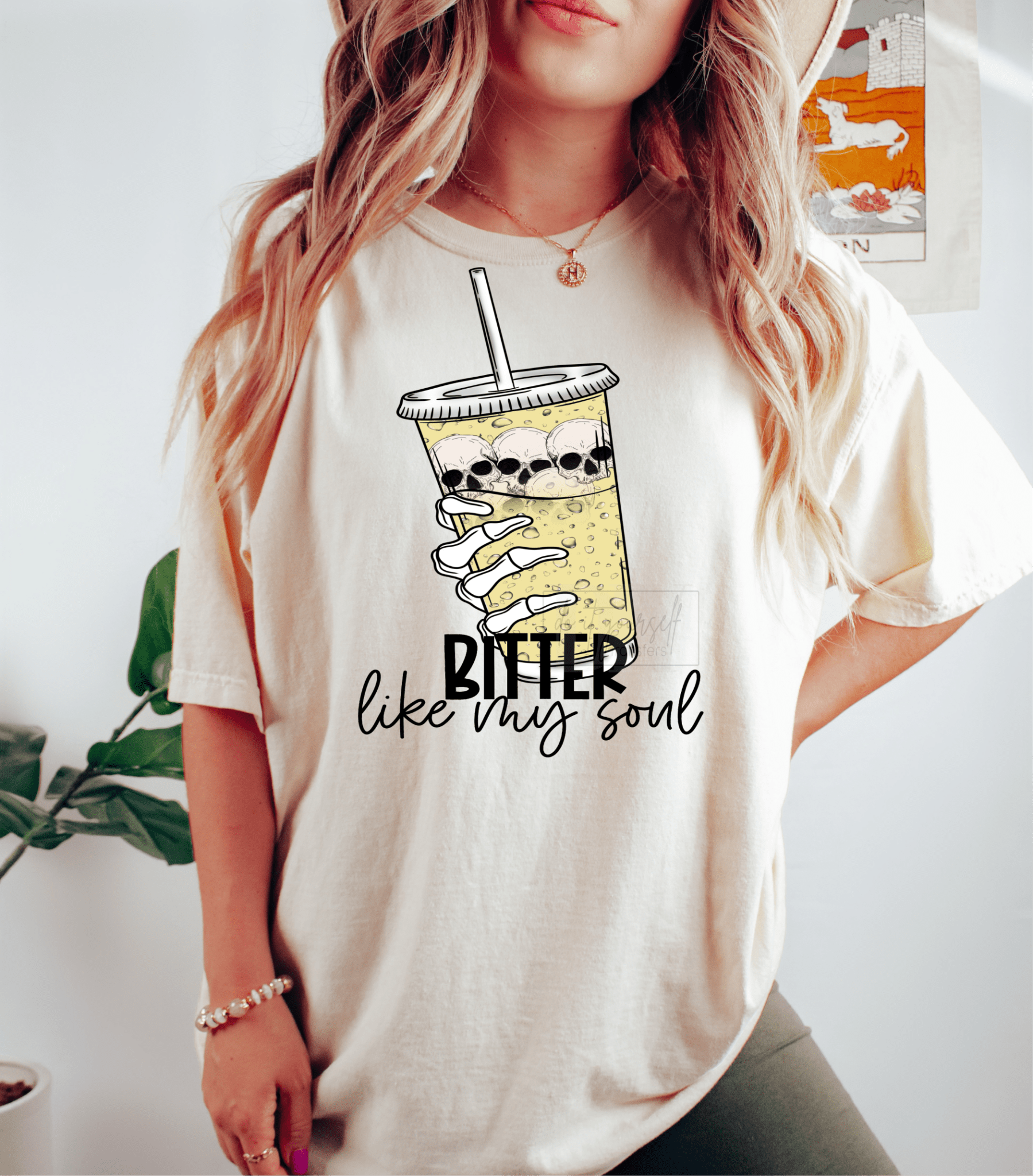 BITTER like my soul cup skull boba tea size ADULT DTF TRANSFERPRINT TO ORDER - Do it yourself Transfers