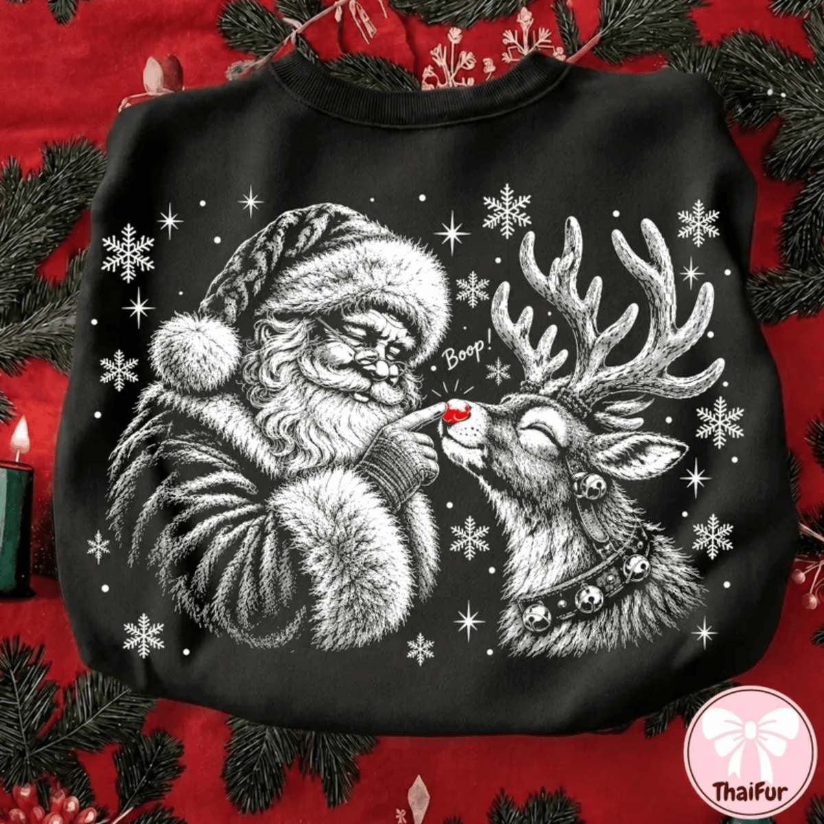 BOOP SANTA REINDEER DTF size ADULT 8.5x11.5 DTF TRANSFER PRINT TO ORDER - Do it yourself Transfers