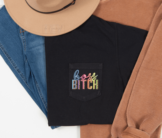 Boss Bitch Neon colors leopard / size 3x2 DTF TRANSFERPRINT TO ORDER - Do it yourself Transfers