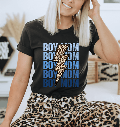 BOY MOM BOY MOM LIGHTING BOLT BLUE size DTF TRANSFERPRINT TO ORDER - Do it yourself Transfers