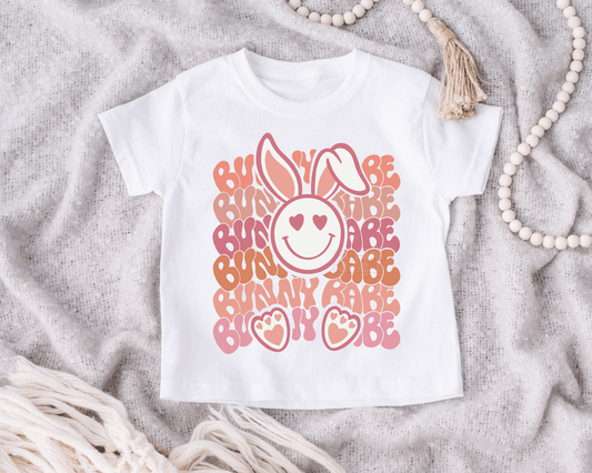 Bunny Babe Easter hearts smiley face size KIDS 6..5 DTF TRANSFERPRINT TO ORDER - Do it yourself Transfers