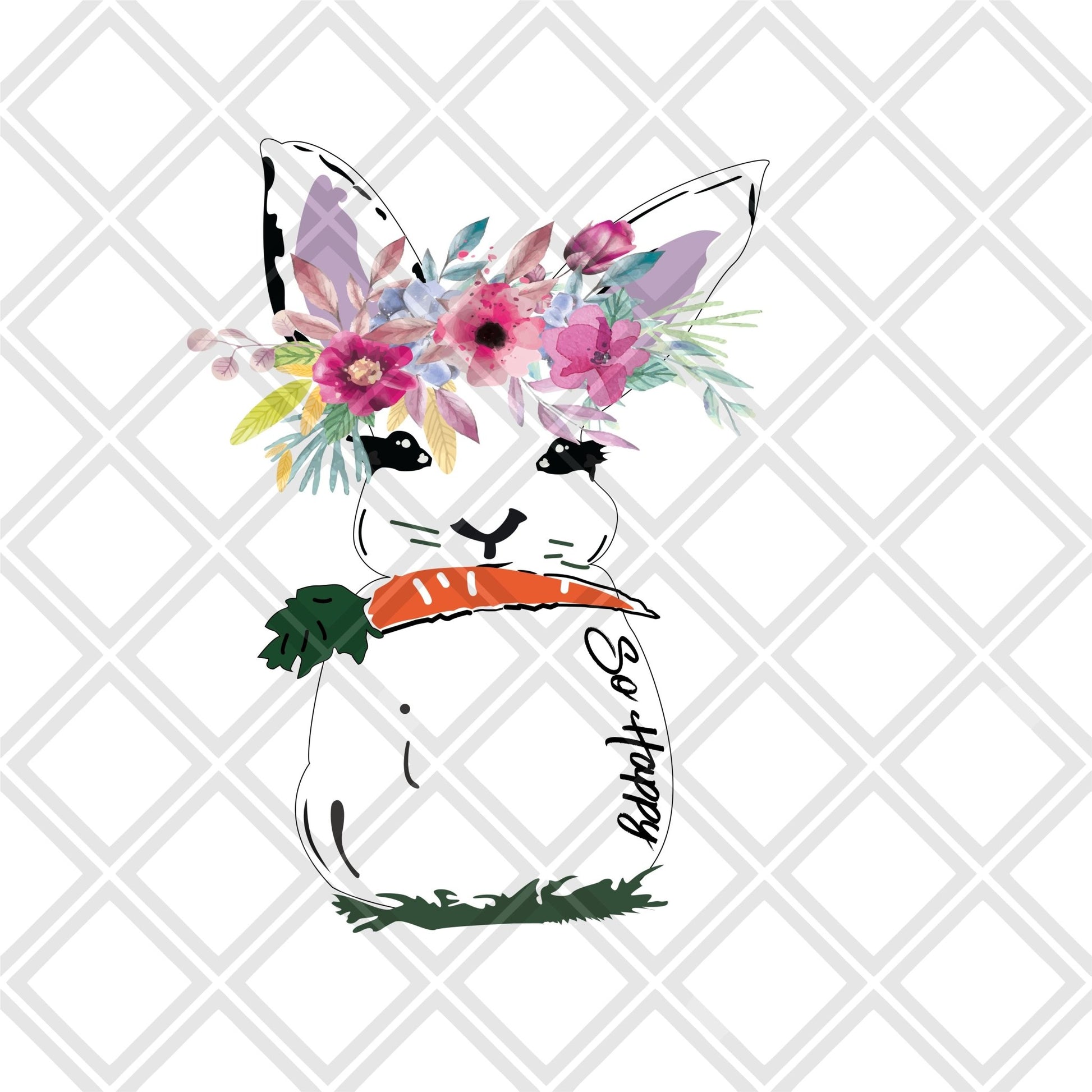 Bunny Water colored Easter FRAME Digital Download Instand Download - Do it yourself Transfers