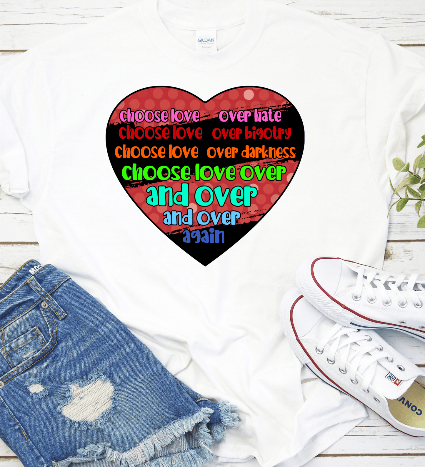 Choose love over hate heart frame DTF TRANSFERPRINT TO ORDER - Do it yourself Transfers