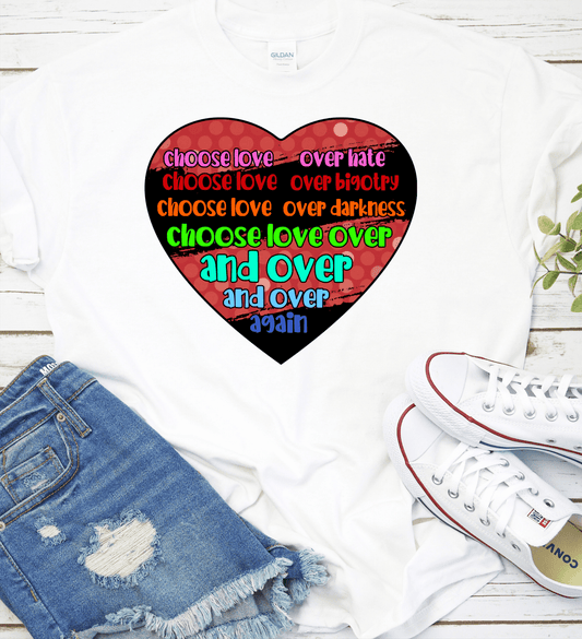 Choose love over hate heart frame DTF TRANSFERPRINT TO ORDER - Do it yourself Transfers