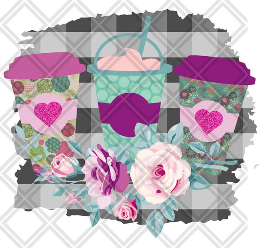 COFFEE CUPS FRAME BLANK Digital Download Instand Download - Do it yourself Transfers