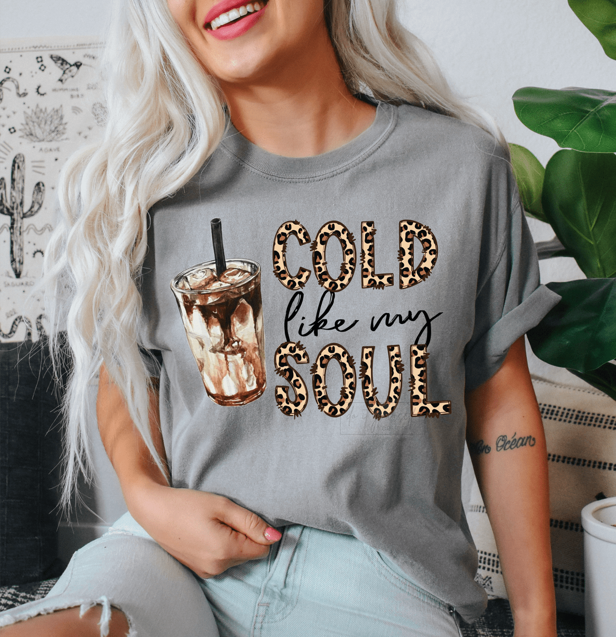 Cold like my soul coffee Latte size ADULT 8. DTF TRANSFERPRINT TO ORDER - Do it yourself Transfers