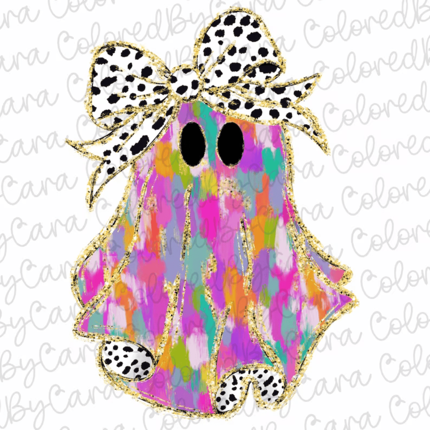 Colorful Coquette gold glitter ghost DTF size ADULT DTF TRANSFER PRINT TO ORDER - Do it yourself Transfers