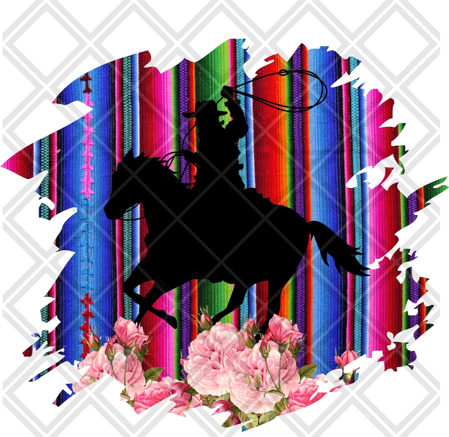 COWBOY SERAPE FLOWERS FRAME Digital Download Instand Download - Do it yourself Transfers