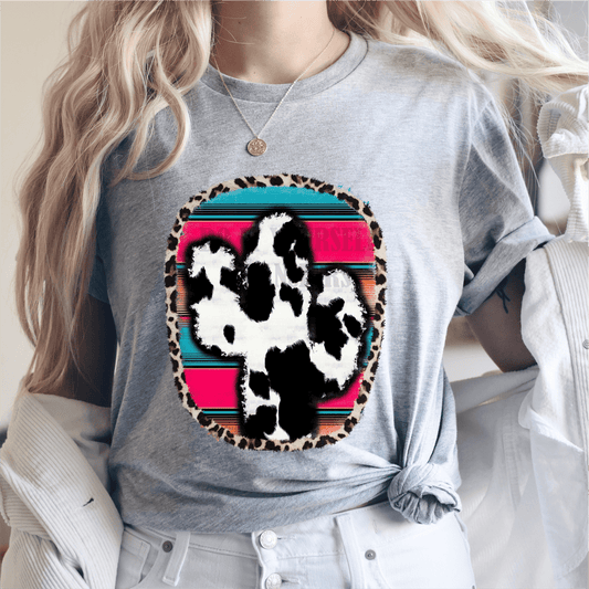 Cowhide serape cactus cow leopard western punchy size ADULT DTF TRANSFERPRINT TO ORDER - Do it yourself Transfers