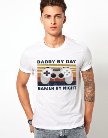 Daddy by day gamer by night DTF TRANSFERSPRINT TO ORDER - Do it yourself Transfers