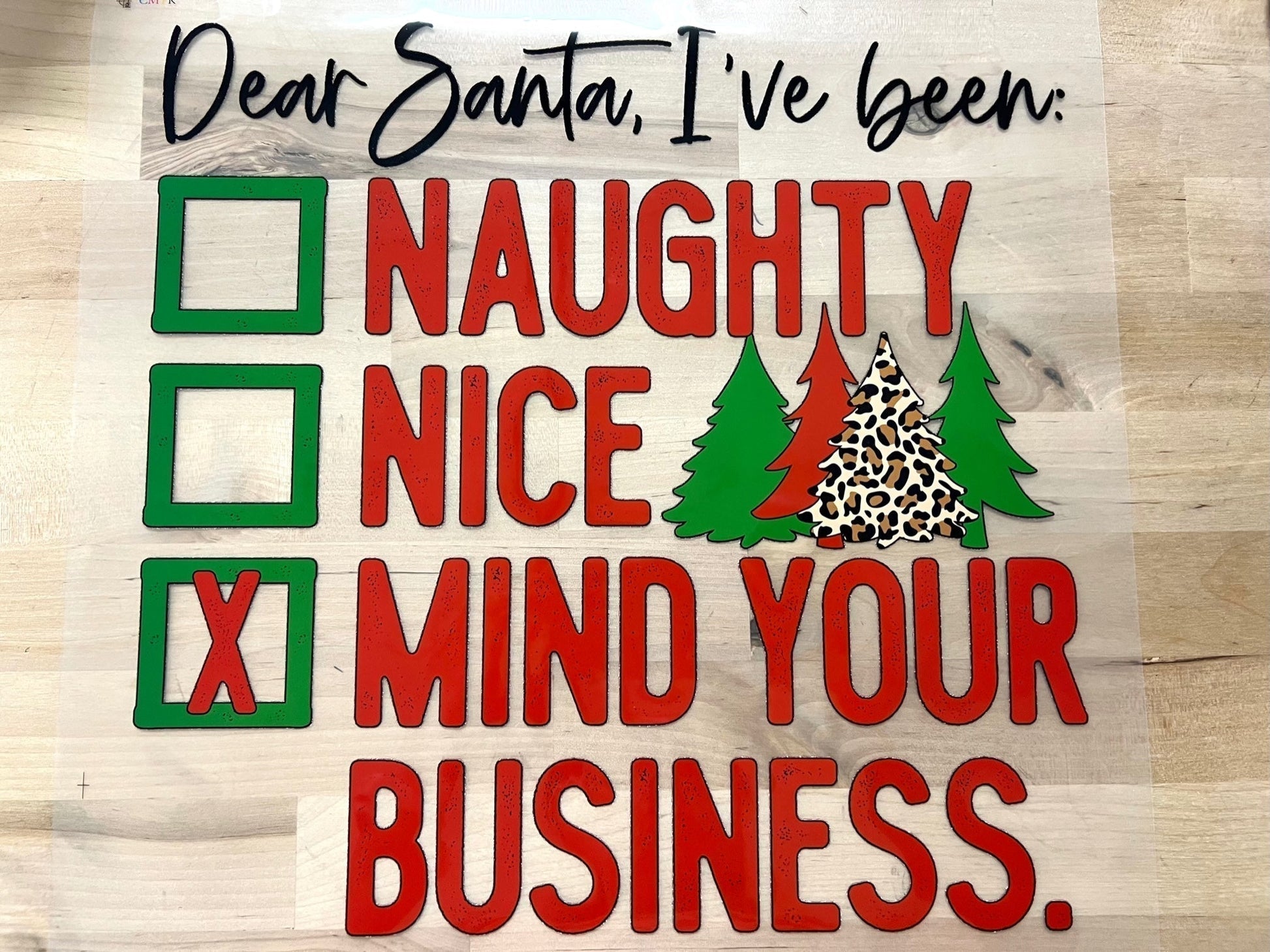 DADDY Green MAN Christmas leopard letters size ADULT 13. DTF TRANSFERPRINT TO ORDER - Do it yourself Transfers